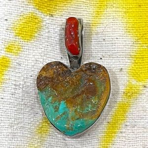 Signed Gale Self Turquoise Heart Pendant